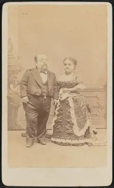 Carte-de-visite portrait of Tom Thumb and Lavinia Warren, 1880-1883. Creator: Unknown