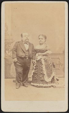 Carte-de-visite portrait of Tom Thumb and Lavinia Warren, 1880-1883. Creator: Unknown
