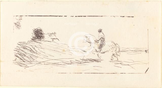 Carte-de-visite with Horseman (La Carte de visite au cavalier), 1853. Creator: Jean-Baptiste-Camille Corot.