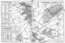 Carte des bassins miniers et des usines metallurgiques de la Lorraine et de la Sarre 1916. Creator: Unknown