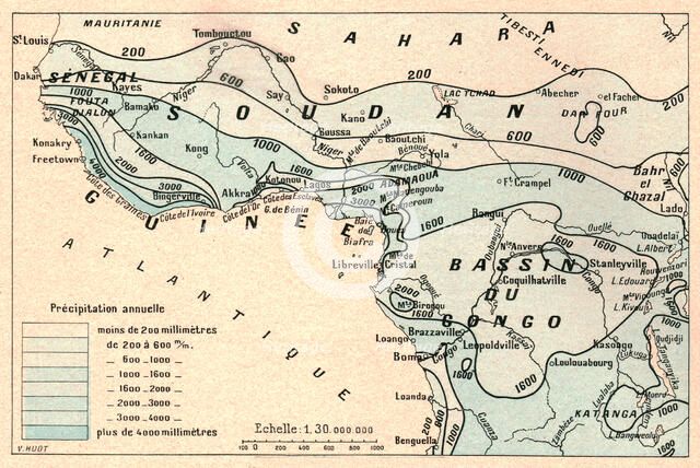 ''Carte des pluies; L'Ouest Africain', 1914. Creator: Unknown.