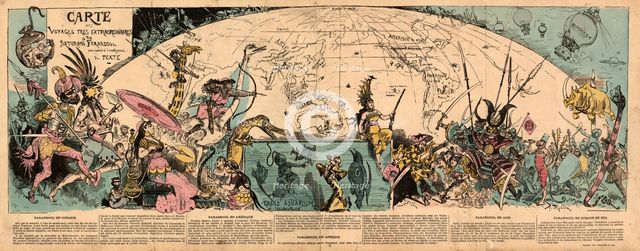Carte des voyages très extraordinaires de Saturnin Farandoul. Artist: Robida, Albert (1848-1926)