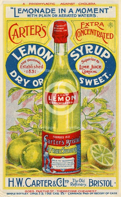 Carter’s Lemon Syrup, 1900. Artist: Unknown