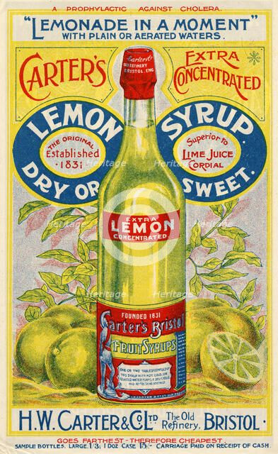 Carter’s Lemon Syrup, 1900. Artist: Unknown