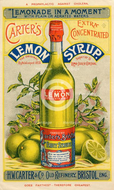 Carter’s Lemon Syrup, 19th century. Artist: Unknown