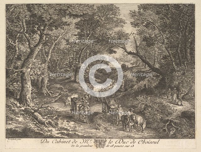 Carts on a Path through the Woods after a painting in the collection of the Duc de Choiseul, 1771. Creator: Unknown.