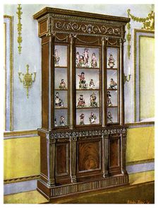 Carved mahogany china case influenced by the Adam Brothers, 1911-1912.Artist: Edwin Foley