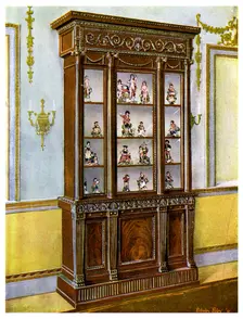 Carved mahogany china case influenced by the Adam Brothers, 1911-1912.Artist: Edwin Foley
