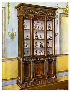 Carved mahogany china case influenced by the Adam Brothers, 1911-1912.Artist: Edwin Foley