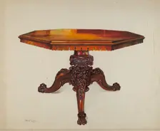 Carved Mahogany Table, 1937. Creator: Florence Truelson