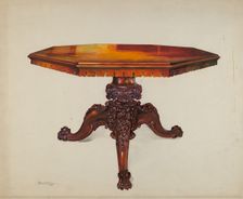 Carved Mahogany Table, 1937. Creator: Florence Truelson