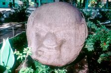 Carved monolithic head from Monte Alto, Guatemala, Pre-Columbian, Pre-Classic period, 1500-100 BC