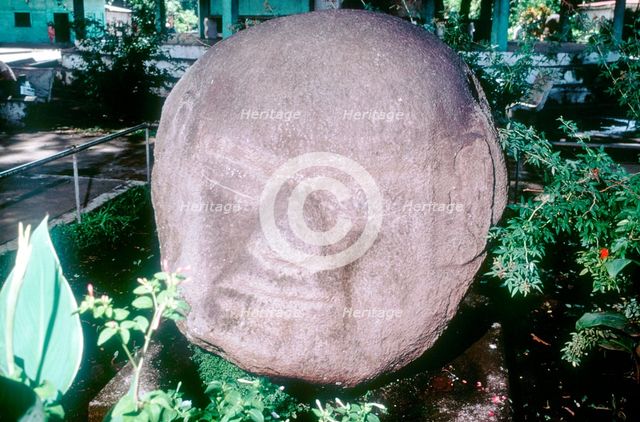 Carved monolithic head from Monte Alto, Guatemala, Pre-Columbian, Pre-Classic period, 1500-100 BC. Artist: Unknown