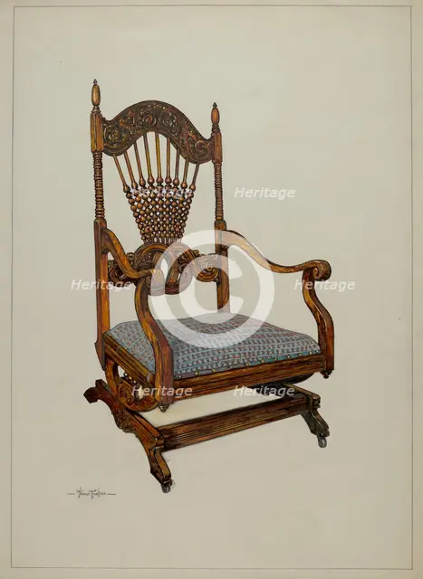 Carved Oak Chair, c. 1937. Creator: Florence Truelson.