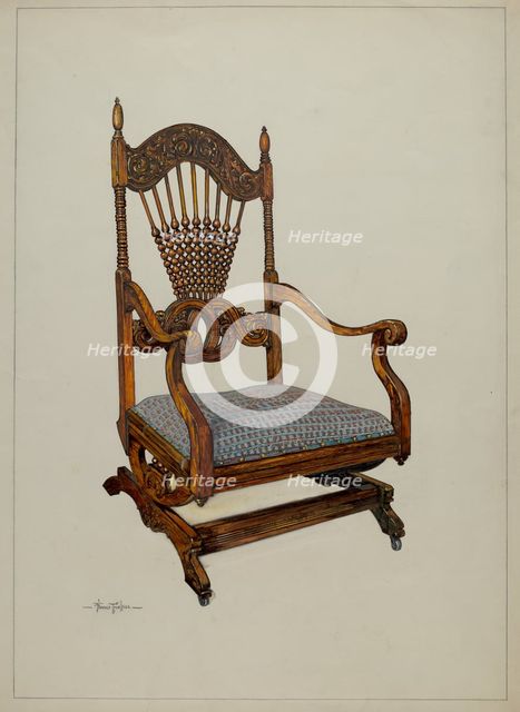Carved Oak Chair, c. 1937. Creator: Florence Truelson.