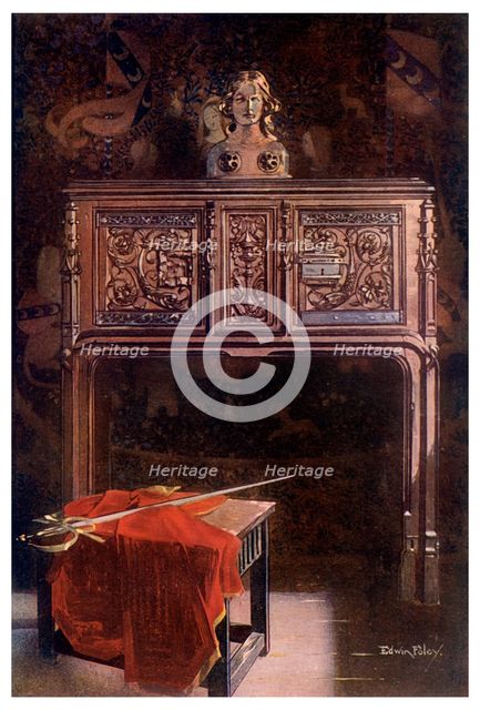 Carved oak Lous XII dressoir, 1910.Artist: Edwin Foley