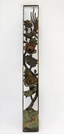 Carved openwork panel with hibiscus and long-tailed bird, Edo period, 18th-19th century. Creator: Unknown
