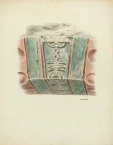 Carved and Painted Keystone, 1939. Creator: Randolph F Miller