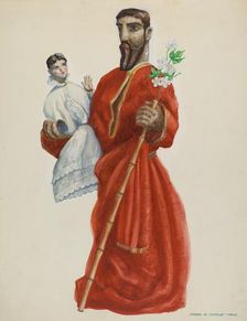 Carved and Painted Santo - San Jose, c. 1938. Creator: Majel G. Claflin