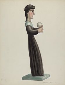 Carved and Painted Santo - Santa Rita, 1935/1942. Creator: Majel G. Claflin