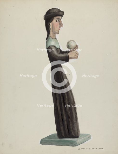Carved and Painted Santo - Santa Rita, 1935/1942. Creator: Majel G. Claflin.