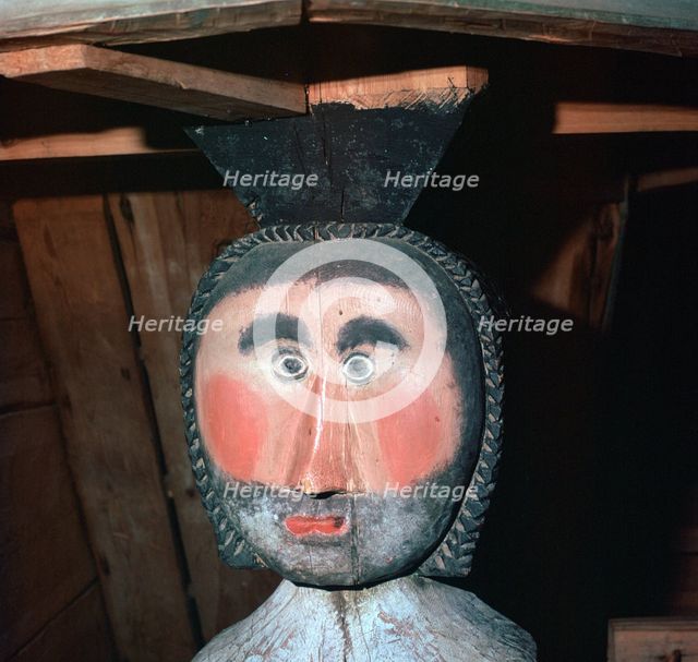 Carved and painted wooden figure from a church in Finland, 18th century. Artist: Unknown