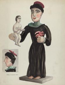 Carved and Painted Wooden Santo (St. Anthony), 1935/1942. Creator: Majel G. Claflin