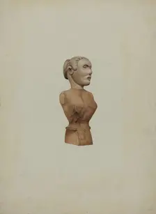 Carved Bust: Doll, c. 1939. Creator: Robert Pohle