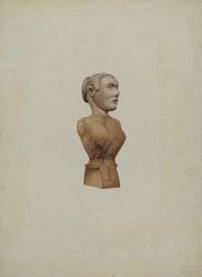 Carved Bust: Doll, c. 1939. Creator: Robert Pohle