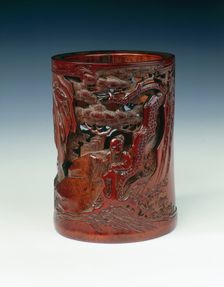 Carved bamboo brushpot, China, 1st half of the 18th century. Creator: Unknown