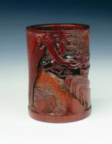 Carved bamboo brushpot, China, 1st half of the 18th century. Creator: Unknown