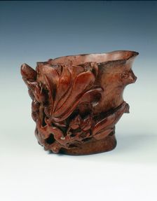 Carved bamboo cup in the form of a magnolia tree, China, c1662-c1722. Creator: Unknown