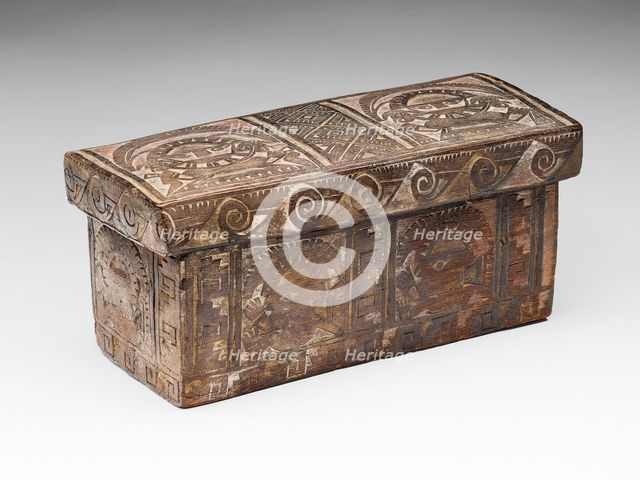 Carved Box Incised with Figures, Birds, and Textile Patterns, A.D. 1000/1532. Creator: Unknown.