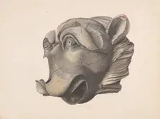 Carved Cat Head (Detail), c. 1936. Creator: Alton K. Skillin