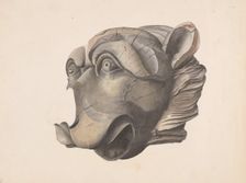 Carved Cat Head (Detail), c. 1936. Creator: Alton K. Skillin