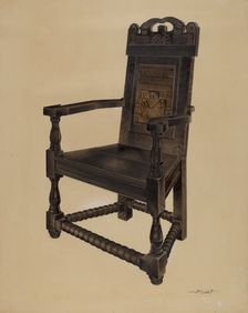 Carved Chair, 1935/1942. Creator: Joseph Sudek