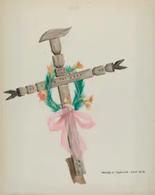 Carved Cross - Grave, c. 1937. Creator: Majel G. Claflin