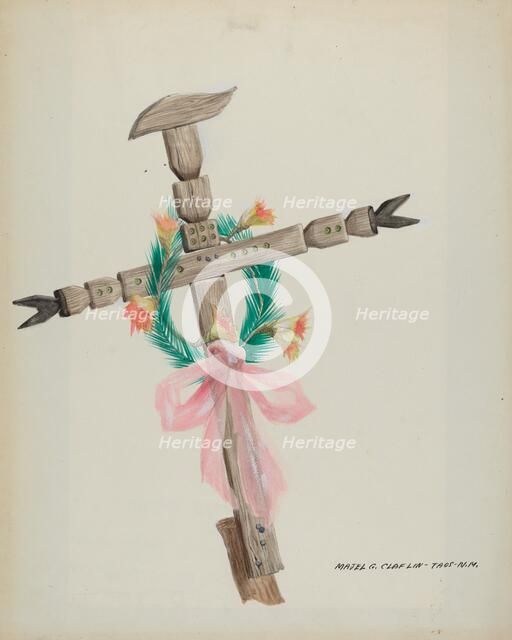 Carved Cross - Grave, c. 1937. Creator: Majel G. Claflin.