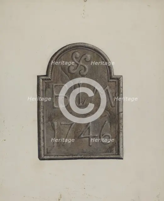 Carved Date Stone, c. 1939. Creator: Leslie Macklem.