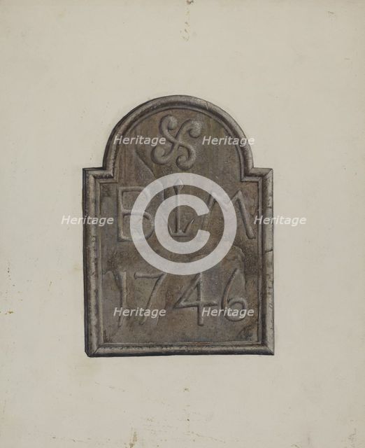 Carved Date Stone, c. 1939. Creator: Leslie Macklem.