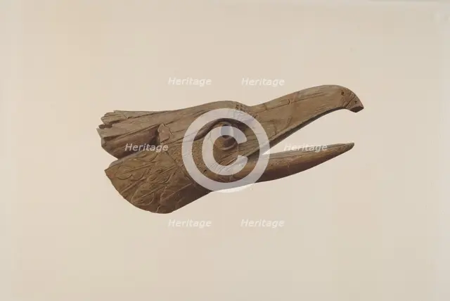 Carved Eagle Head, c. 1937. Creator: Lucille Chabot.