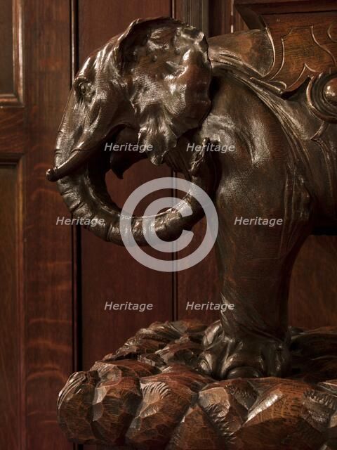 Carved elephant in the entrance hall, Cutlers' Hall, Warwick Lane, City of London, 2011. Artist: Derek Kendall.