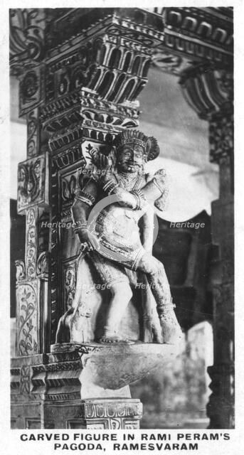 Carved figure in Rami Peram's Pagoda, Ramesvaram, India, c1925. Artist: Unknown
