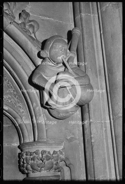 Carved figure, Minster Church of St John, Beverley, East Riding of Yorkshire, c1955-c1980. Creator: Ursula Clark.