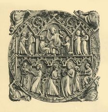 Carved ivory mirror back, c1310-1320, (1881). Creator: D Jones