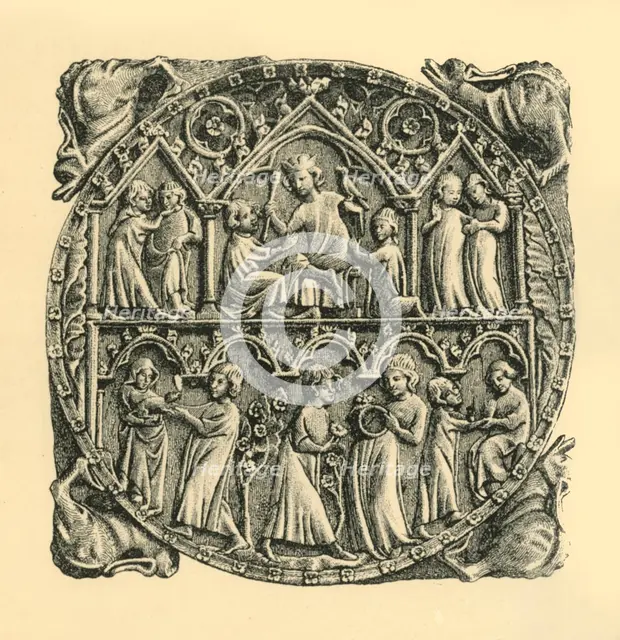Carved ivory mirror back, c1310-1320, (1881).  Creator: D Jones.