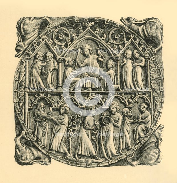 Carved ivory mirror back, c1310-1320, (1881).  Creator: D Jones.