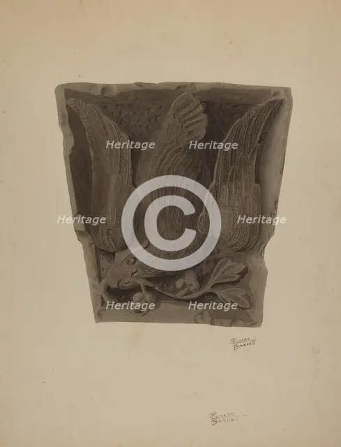 Carved Keystone, c. 1939. Creator: Richard Barnett.