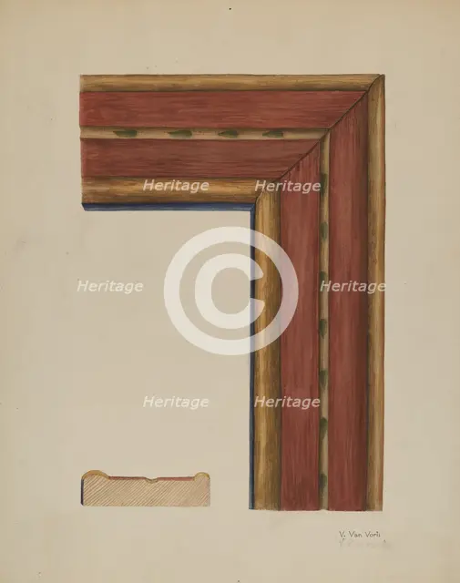 Carved Picture Frame Molding, c. 1938. Creator: Vera Van Voris.