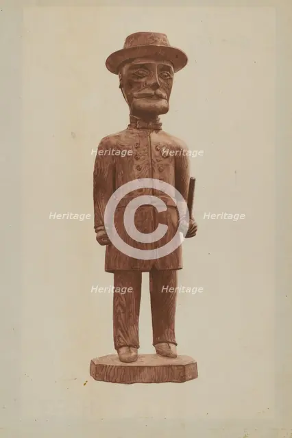 Carved Policeman, 1935/1942. Creator: Mildred E Bent.